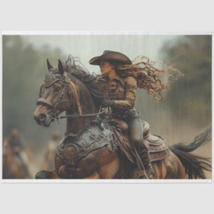 Decoupage Steampunk Cowgirl Rodeo Rider Tissue Paper
