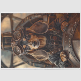 Decoupage Steampunk Flying Dachshund  Tissue Paper