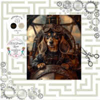Decoupage Steampunk Flying Dachshund 