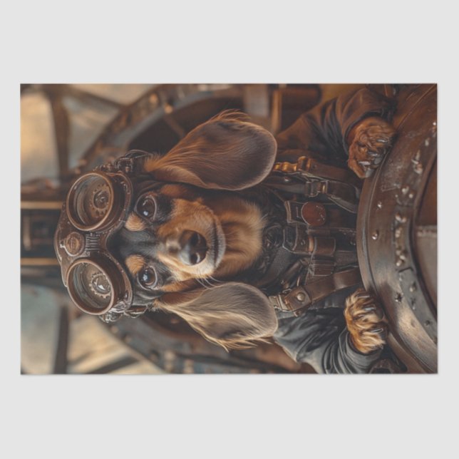 Decoupage Steampunk Flying Dachshund  Tissue Paper (Front)