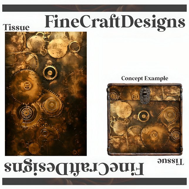 Decoupage Steampunk Gears And Wheels  Faux Ink 036 Tissue Paper (Creator Uploaded)