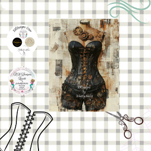 Decoupage Steampunk Gearwork Corset Mannequin  Tissue Paper