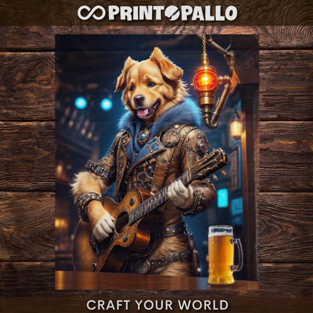 Decoupage - Steampunk Golden Retriever & guitar -  Tissue Paper (Creator Uploaded)