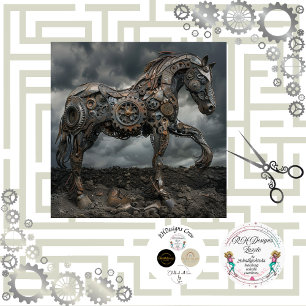 Decoupage Steampunk Horse Ironhoof Tissue Paper