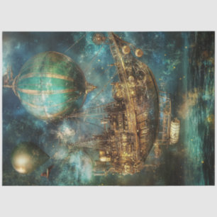 Decoupage Steampunk Hot Air Balloon Cosmic Sky  Tissue Paper