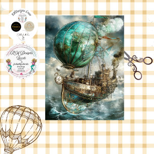Decoupage Steampunk Hot Air Balloon & Globe Tissue Paper