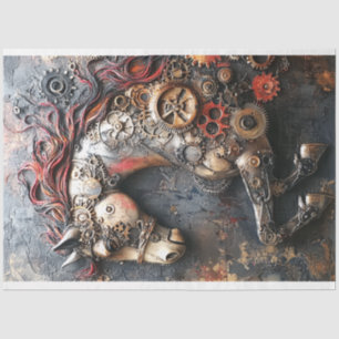 Decoupage Steampunk Iron Horse Gearheart  Tissue Paper
