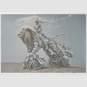 Decoupage Steampunk Lion Lioness Landscape  Tissue Paper