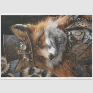 Decoupage Steampunk Long Haired Red Fox   Tissue Paper