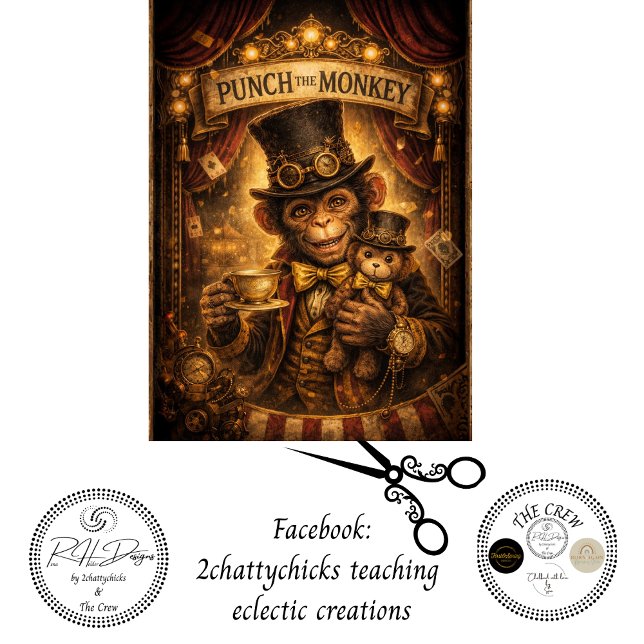 Decoupage Steampunk Punch the Monkey  Tissue Paper (Creator Uploaded)