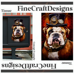 Decoupage Steampunk Regal British Bulldog Left 111 Tissue Paper