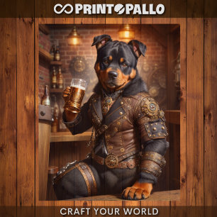 Decoupage - Steampunk rottweiler dog and beer - Tissue Paper