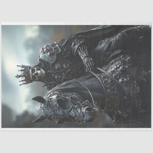 Decoupage Steampunk Stallion  and King Skeleton  Tissue Paper (Front)