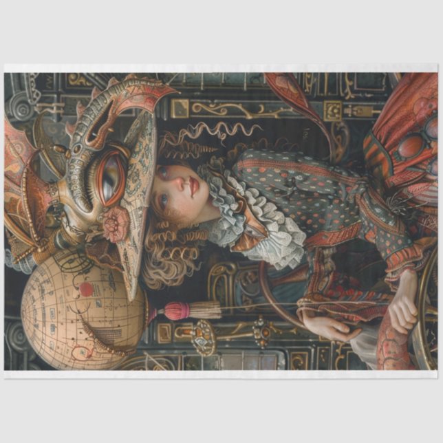 Decoupage Steampunk Traveller Victorian Girl Tissue Paper (Front)