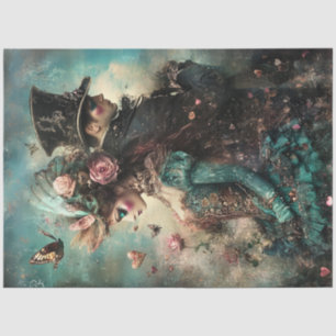 Decoupage Steampunk Valentine Couple in Love  Tissue Paper