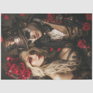 Decoupage Steampunk Valentine Couple in Love  Tissue Paper