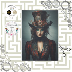 Decoupage Steampunk Victorian Beautiful Woman Tissue Paper