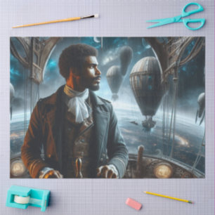 Decoupage Steampunk Victorian Space Air Captain Tissue Paper