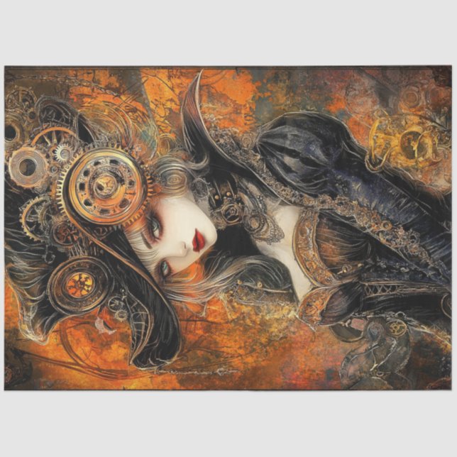 Decoupage Steampunk Victorian with Rust Accent  Tissue Paper (Front)