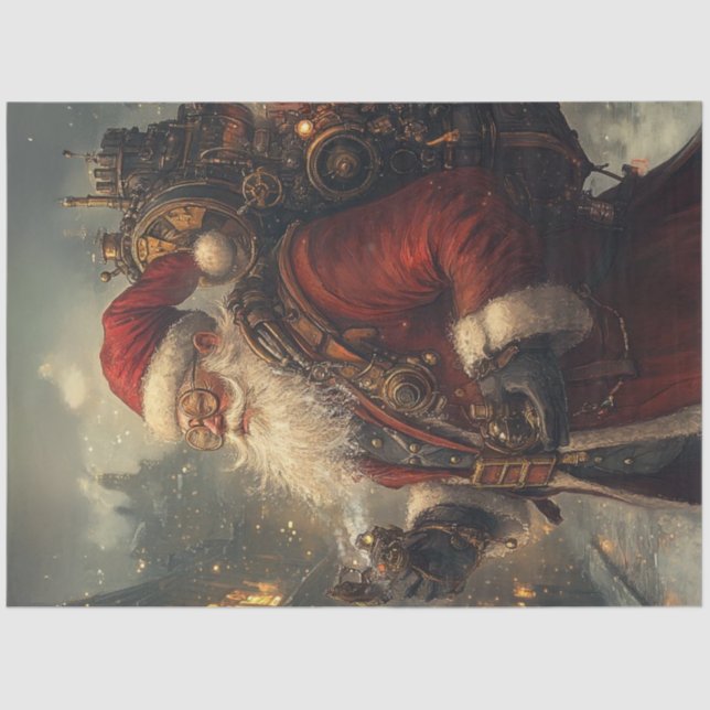 Decoupage Steampunk Vintage Santa Claus Tissue Paper (Front)