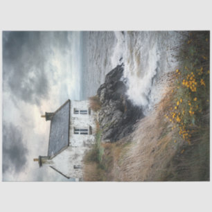 Decoupage Stormwatch Cabin on Ireland Seashore Tissue Paper