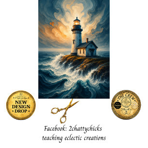 Decoupage Stormy Lighthouse Coastal Art Tissue Paper