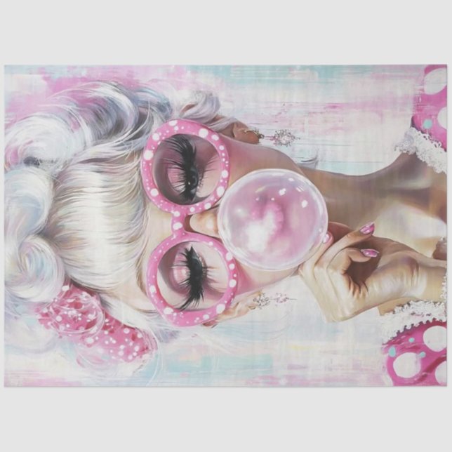 Decoupage Sun-kiss Girl Polka Dot Hot Summer Days Tissue Paper (Front)