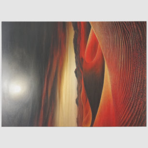 Decoupage Surreal Red Desert Bright Full Moon Tissue Paper