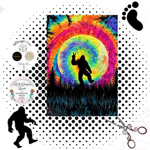 Decoupage Tie Dye Bigfoot & Moon Silhouette Tissue Paper