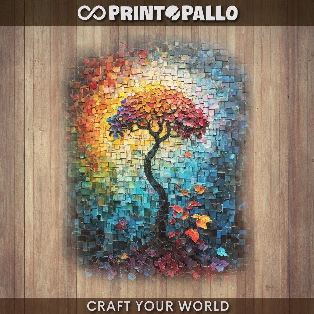 Decoupage - Tiled ceramic dreamlike tree -  Wrapping Paper Sheet (Creator Uploaded)