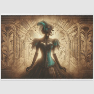 Decoupage Tissue Paper Art Deco Lady