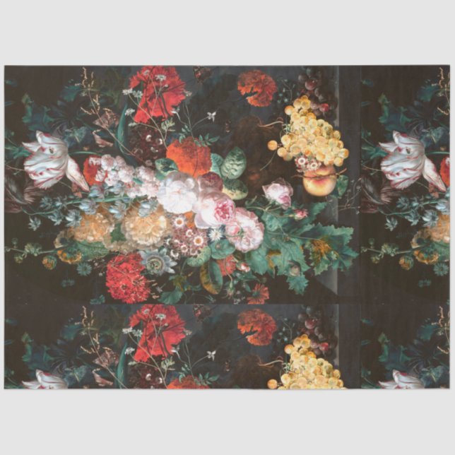 Decoupage Tissue Paper Dark Floral Roses (Front)