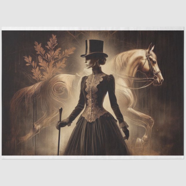 Decoupage Tissue Paper Equestrian Gothic Victorian (Front)