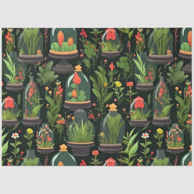 Decoupage Tissue Paper Glass Cloche Terrariums (Front)