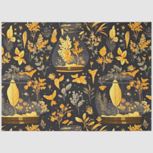 Decoupage Tissue Paper Gold Plants Terrariums 