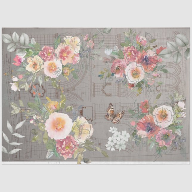 Decoupage tissue paper gothic floral design (Front)