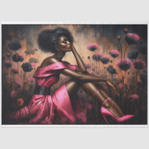 Decoupage Tissue Paper Hot Pink Poppies Lady 