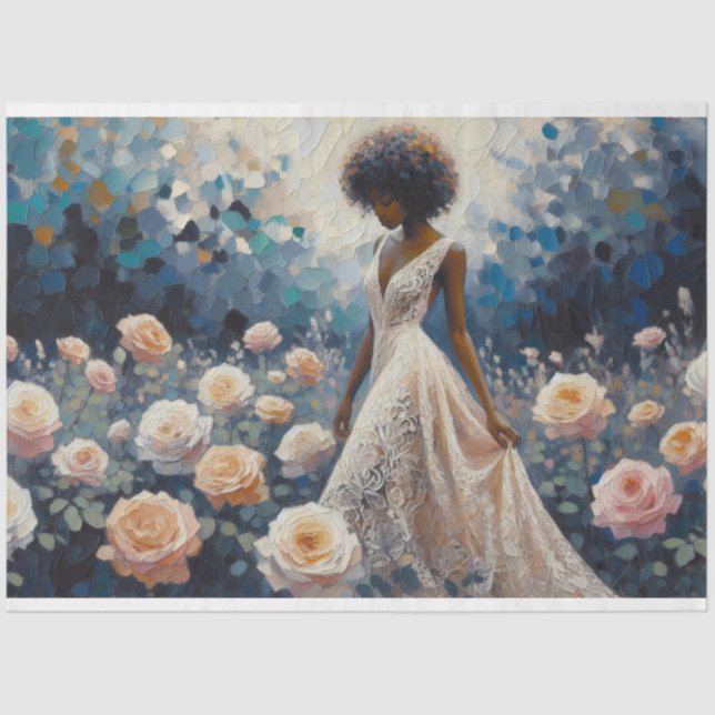 Decoupage Tissue Paper Lady Of Roses Design (Front)