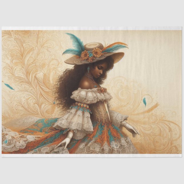 Decoupage Tissue Paper Victorian African American (Front)