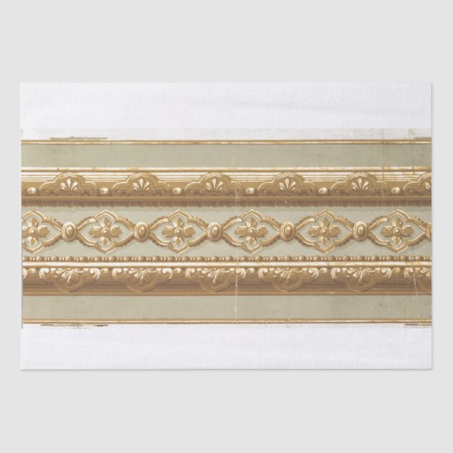 DECOUPAGE TISSUE PAPER : VINTAGE GOLD BORDER (Front)
