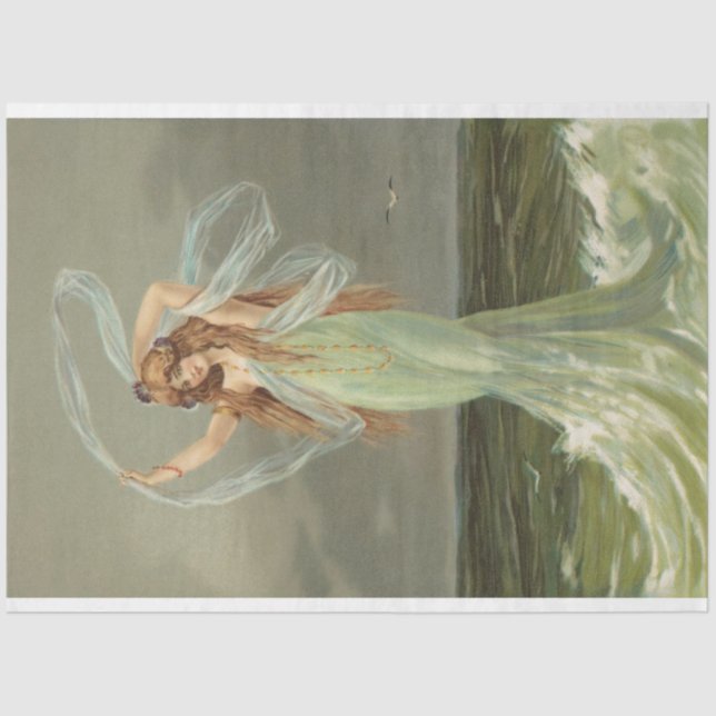 Decoupage Tissue Paper Vintage Mermaid Sea Nymph (Front)