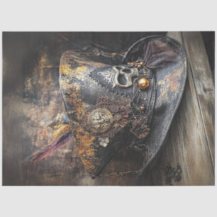 Decoupage Tricorn Rustic Pirate Hat Feather  Tissue Paper