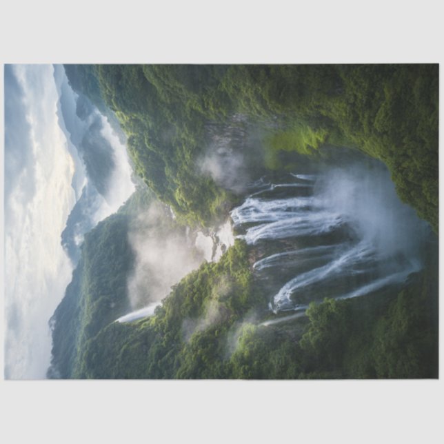 Decoupage Tropical Misty Waterfall South America   Tissue Paper (Front)