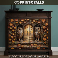Decoupage - Two Owls facing autumn 