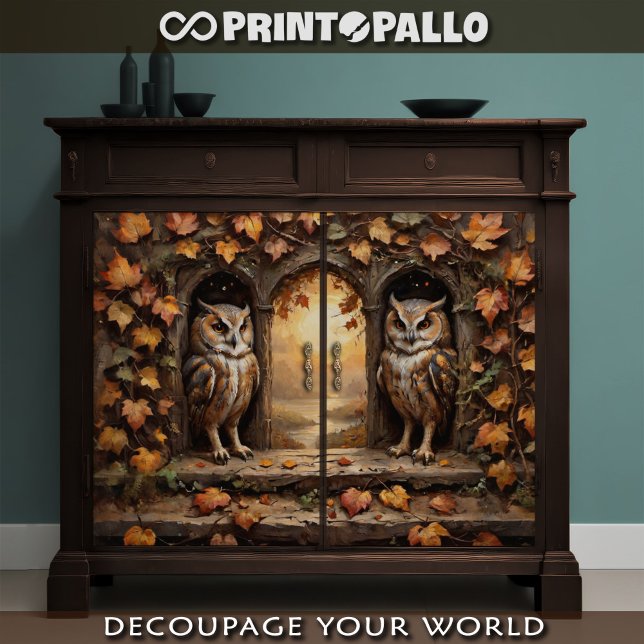 Decoupage - Two Owls facing autumn  Poster (Creator Uploaded)