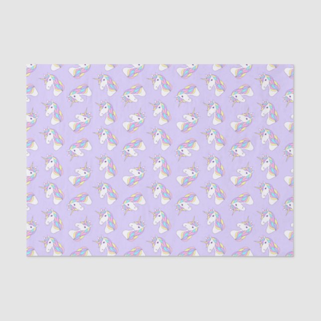 Decoupage Unicorn Birthday Party Purple Tissue Paper (Front)
