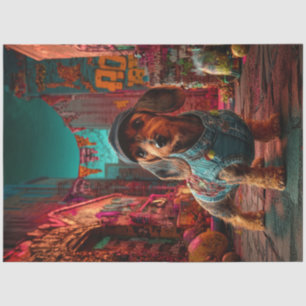 Decoupage Urban Dachshund In Stylish Streetwear  Tissue Paper