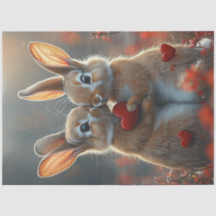 Decoupage Valentine Bunny Rabbits Kissing Tissue Paper