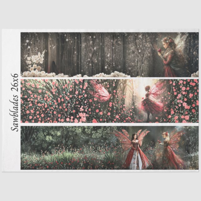 Decoupage Valentine Fairy Signs & Handsaws  Tissue Paper (Front)