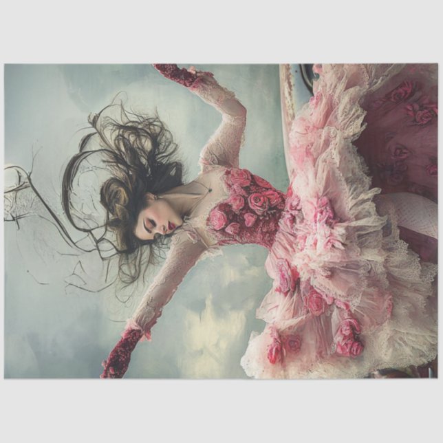 Decoupage Valentine Woman in Love Dancing  Tissue Paper (Front)